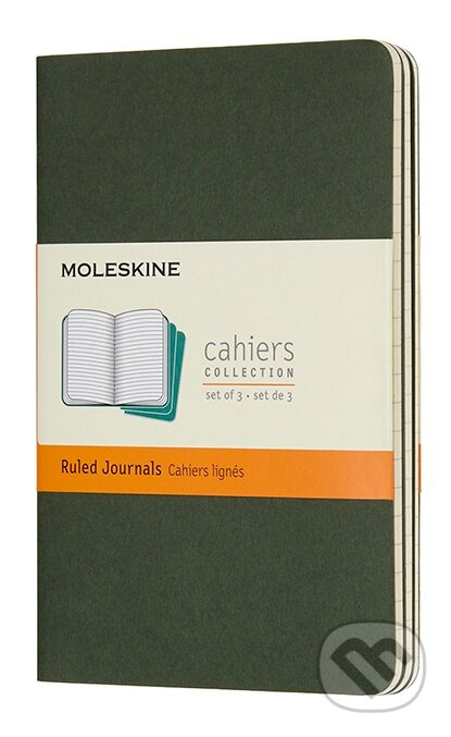Sešity  Moleskine Cahier, S, linkované, 3 ks tm. zelené
