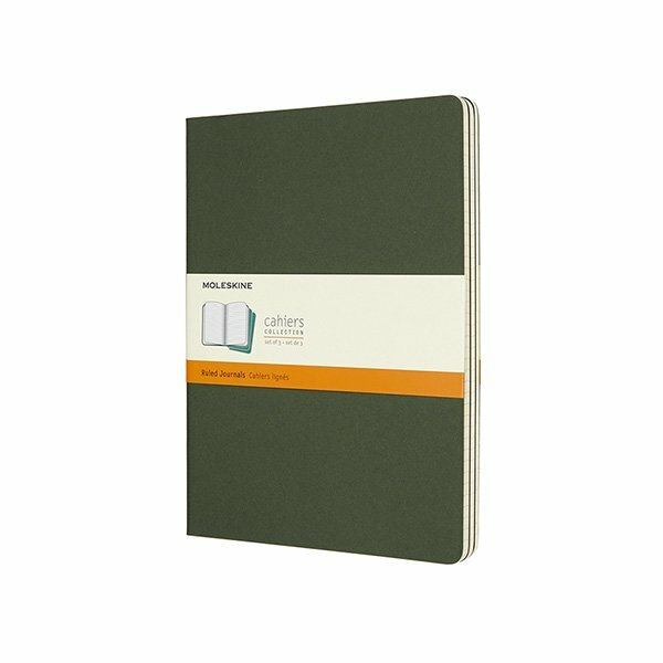 Sešity Moleskine Cahier, XL, linkované, 3 ks tm. zelené