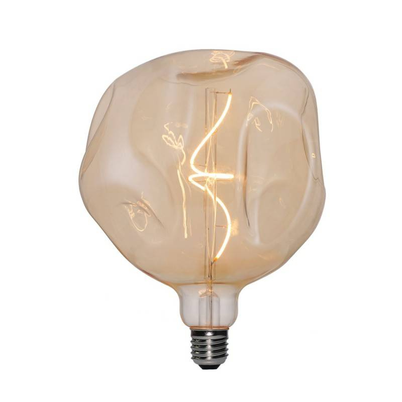creative cables Zlatá LED žárovka deformovaná G180, spirálové vlákno 5W E27 stmívatelná 1800K