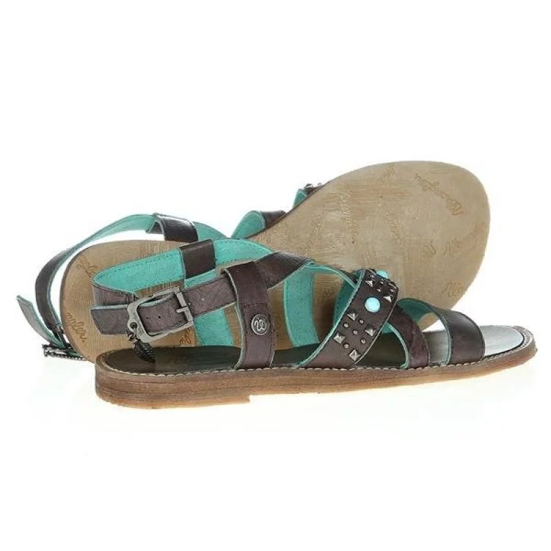 Dámské sandály Lola Lady W WL141650-30 -Tmavě hnědá s tyrkysovou - Wrangler tmavě hnědá 36