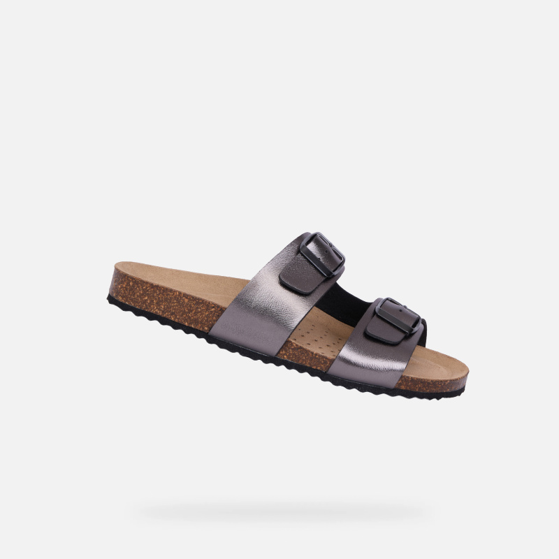 Stříbrné dámské sandály Geox Brionia