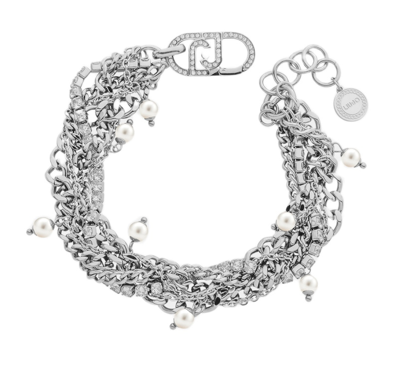 Liu Jo Vícevrstvý ocelový náramek s krystaly a perličkami LJ3073