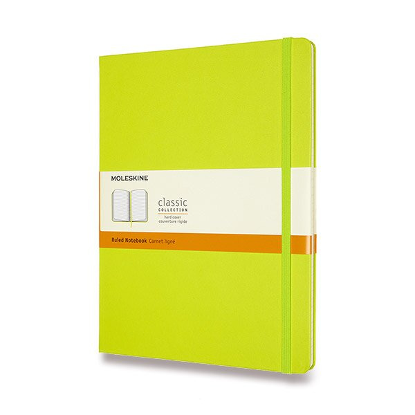 Zápisník Moleskine - tvrdé desky, XL, linkovaný limetka