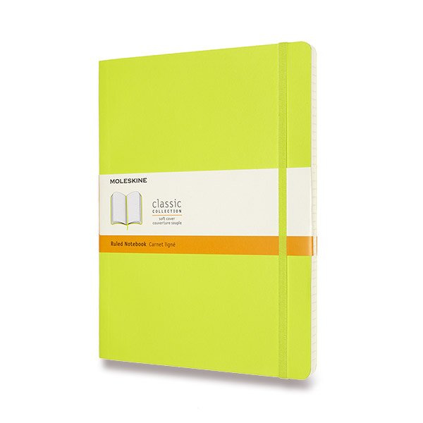 Moleskine zápisník měkký linkovaný - žlutozelený XL