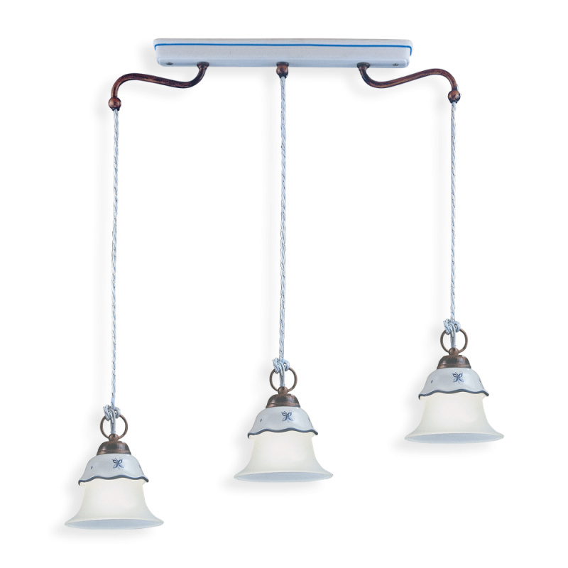 Ferroluce Závěsné vintage svítidlo FERRARA, d. 68 cm, 3xE14