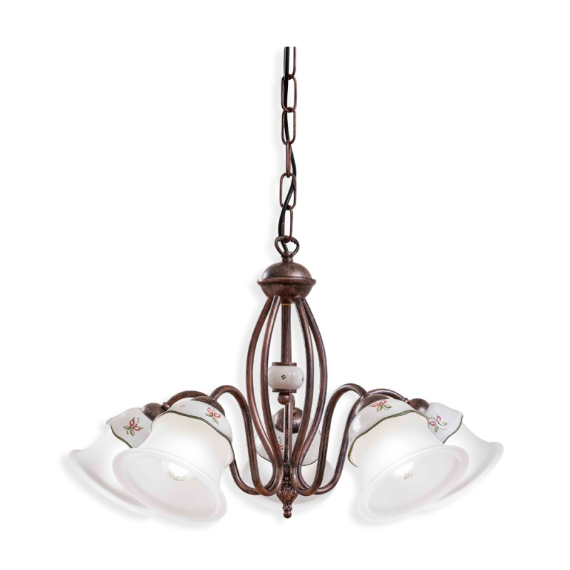 Ferroluce Závěsné vintage svítidlo FERRARA, ∅ 60 cm, 5xE14