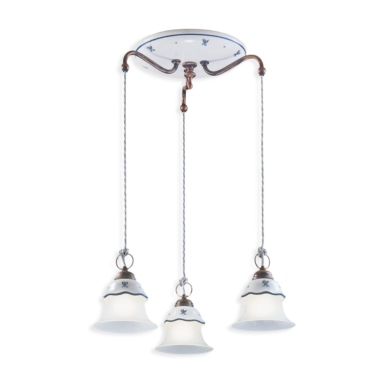 Ferroluce Závěsné vintage svítidlo FERRARA, ∅ 50 cm, 3xE14