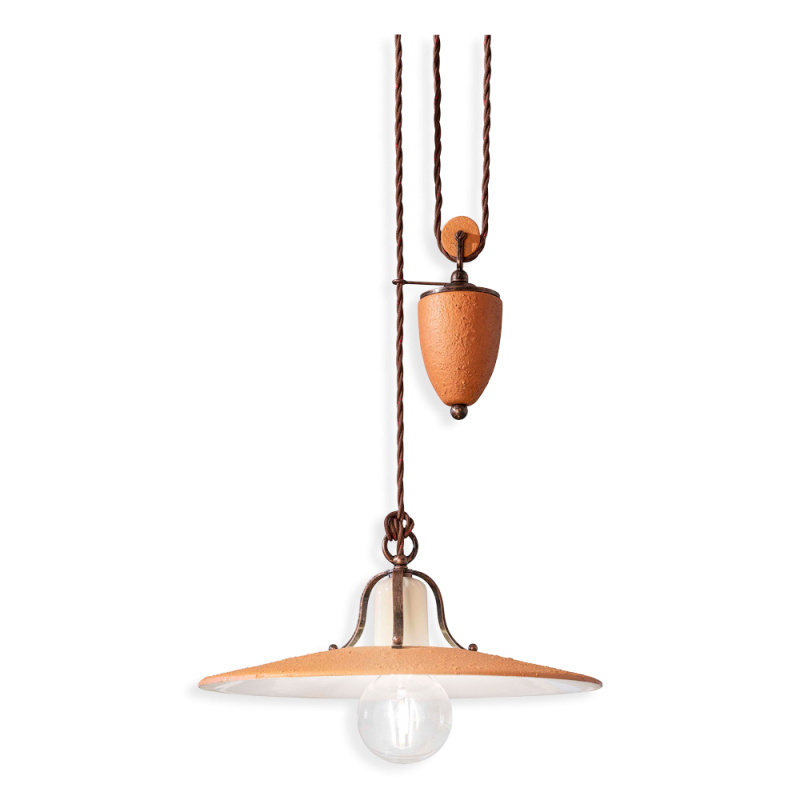 Ferroluce Závěsné vintage svítidlo s kladkou BOLOGNA, ∅ 40 cm, 1xE27