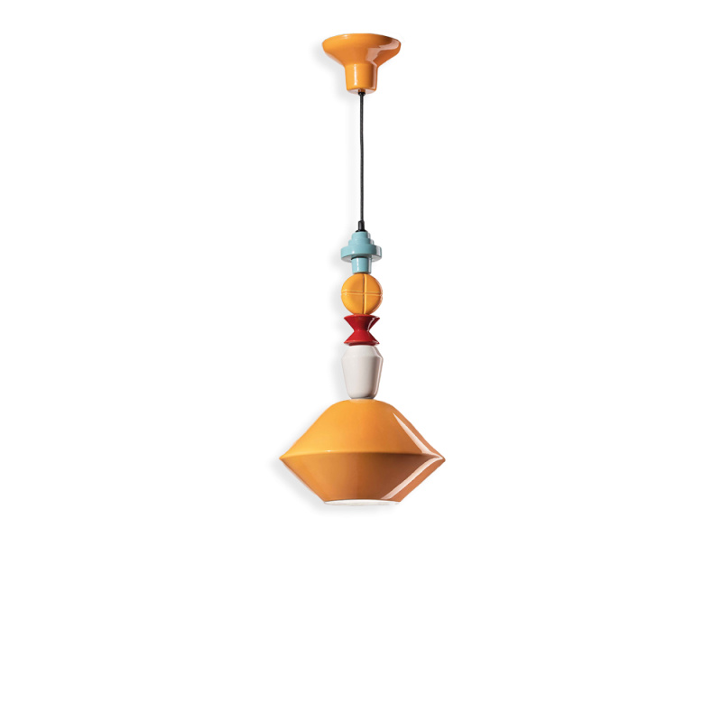 Ferroluce Závěsné vintage svítidlo LARIAT, v. 56 cm, 1xE27 Barva: Žlutá