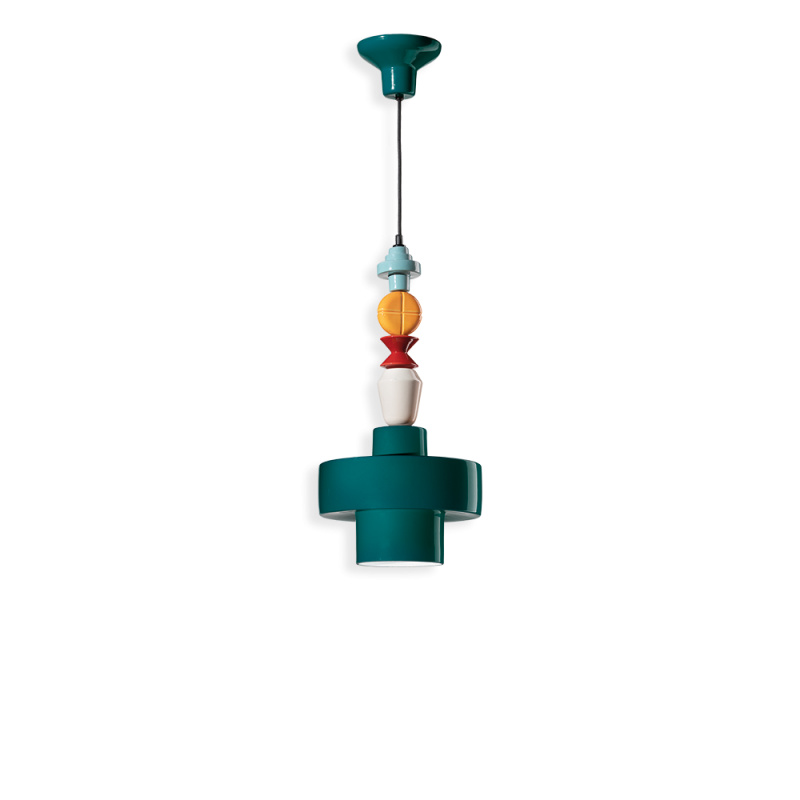 Ferroluce Závěsné vintage svítidlo LARIAT, v. 60 cm, 1xE27 Barva: Zelená