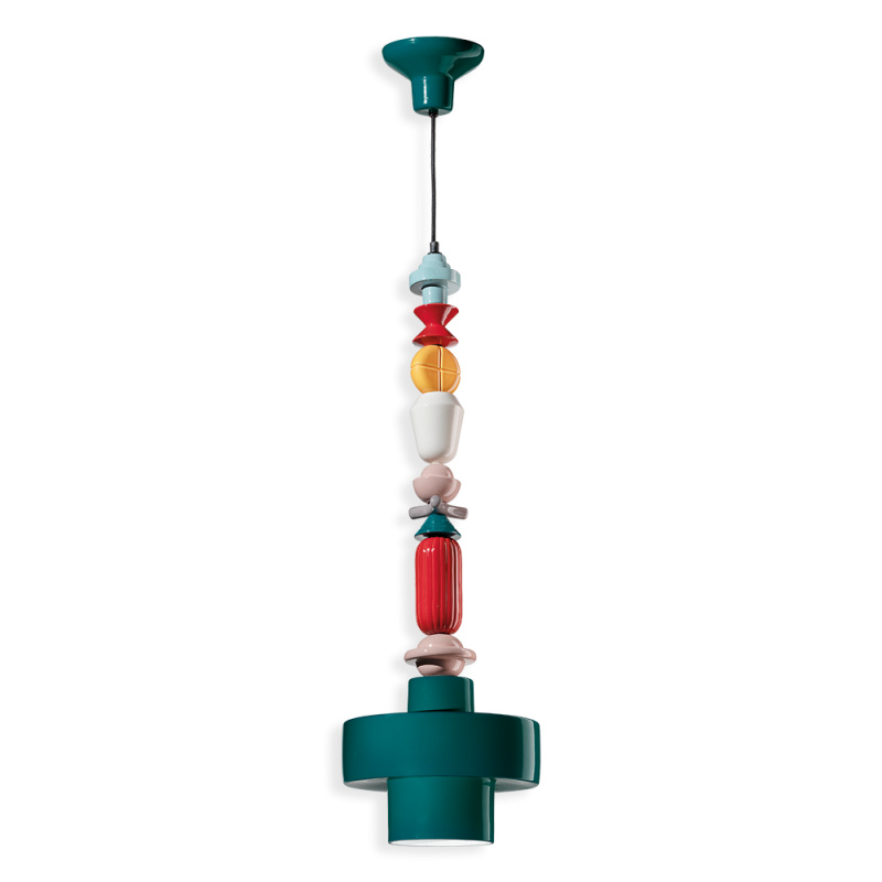 Ferroluce Závěsné vintage svítidlo LARIAT, v. 91 cm, 1xE27 Barva: Zelená