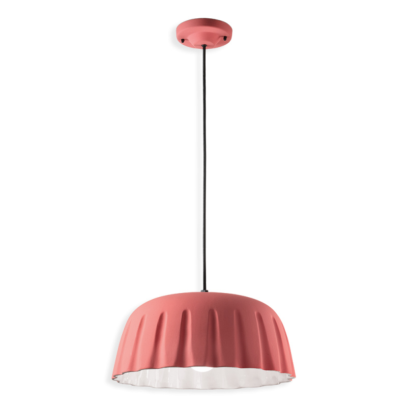 Ferroluce Závěsné svítidlo MADAME GRES, ∅ 40 cm, v. 18 cm, 1xE27 Barva: Korálová růžová
