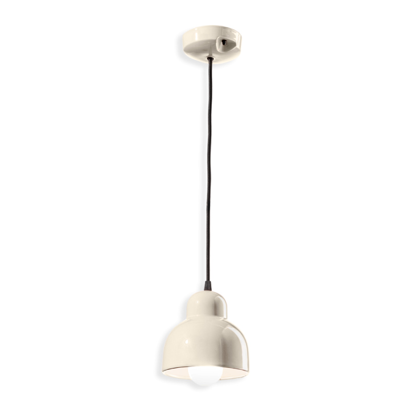 Ferroluce Závěsné svítidlo BERIMBAU, ∅ 15 cm, 1xE27 Barva: Krémová bílá