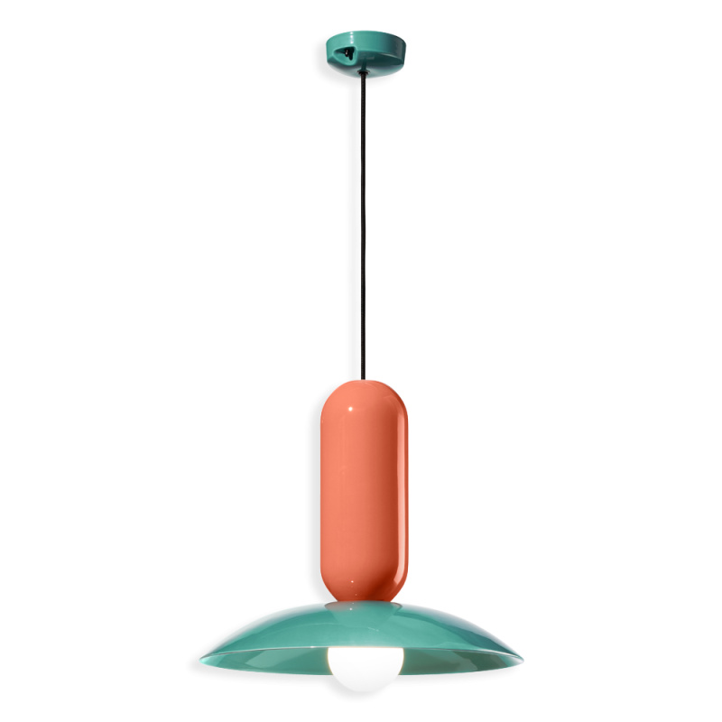 Ferroluce Závěsné svítidlo PAU, ∅ 40 cm, 1xE27 Barva stínidla: Tyrkysová