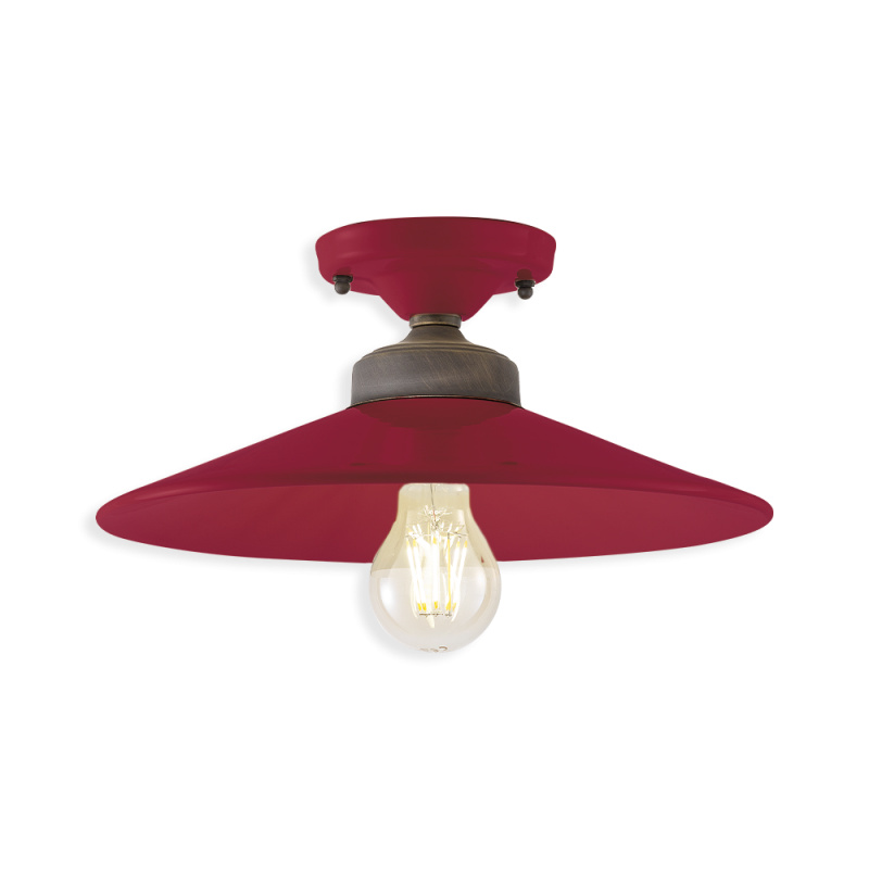 Ferroluce Stropní retro svítidlo COLORS, Ø 30 cm, 1xE27 Barva: Rudá červená