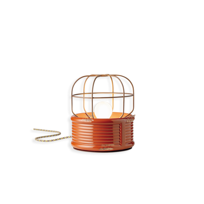 Ferroluce Retro stolní lampa INDUSTRIAL, Ø 21 cm, 1xE27 Barva: Oranžová