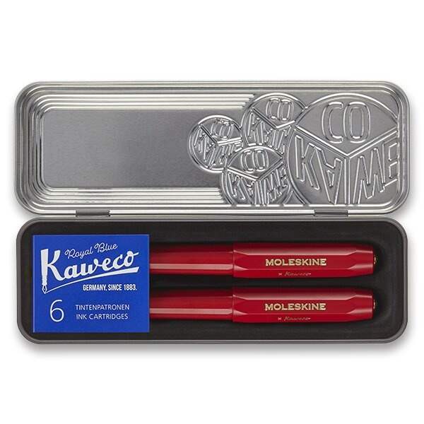 Sada kuličkové pero a plnicí pero Moleskine Kaweco výběr barev červená Moleskine