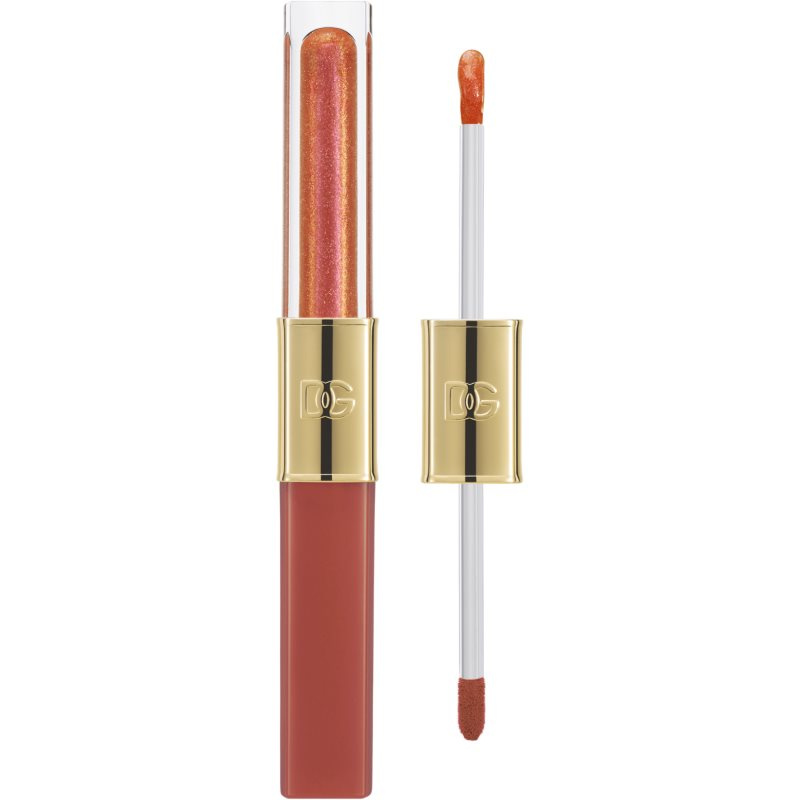 Dolce&Gabbana Make It Double! Lip Tint & Gloss Duo dlouhotrvající rtěnka a lesk na rty 2 v 1 odstín 01 Orange Squeeze - Warm Nude & Orange Shimmer 2x2