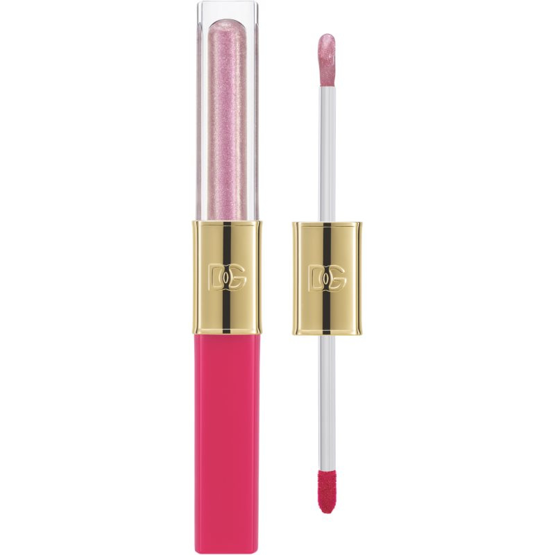 Dolce&Gabbana Make It Double! Lip Tint & Gloss Duo dlouhotrvající rtěnka a lesk na rty 2 v 1 odstín 02 Strawberry Slushie - Pink & Pink Shimmer 2x2 ml