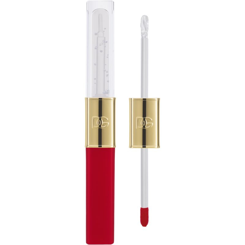 Dolce&Gabbana Make It Double! Lip Tint & Gloss Duo dlouhotrvající rtěnka a lesk na rty 2 v 1 odstín 05 Cherry Jelly - Red & Clear Gloss 2x2 ml