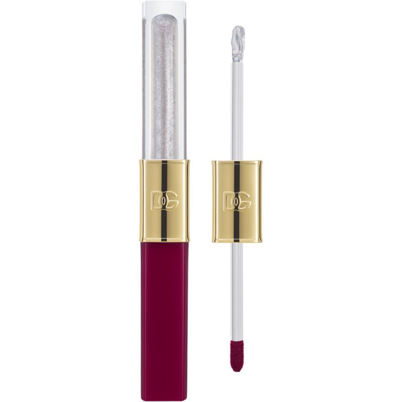 Dolce&Gabbana Make It Double! Lip Tint & Gloss Duo dlouhotrvající rtěnka a lesk na rty 2 v 1 odstín 06 Grape Soda - Berry & Silver Shimmer 2x2 ml