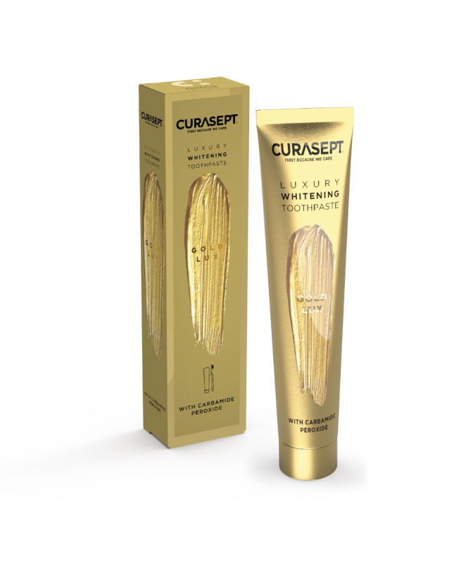 Curasept Gold Lux Toothpaste bělicí zubní pasta s aktivním uhlím 75 ml
