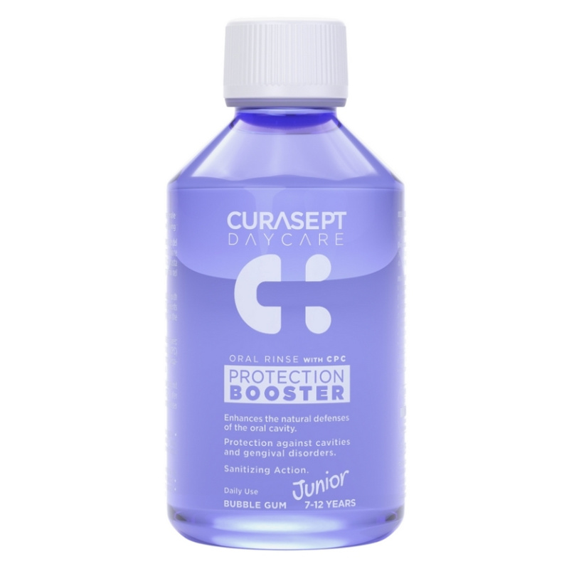 Curasept Daycare Protection Junior Booster ústní voda pro děti 7-12 years Bubble Gum 250 ml