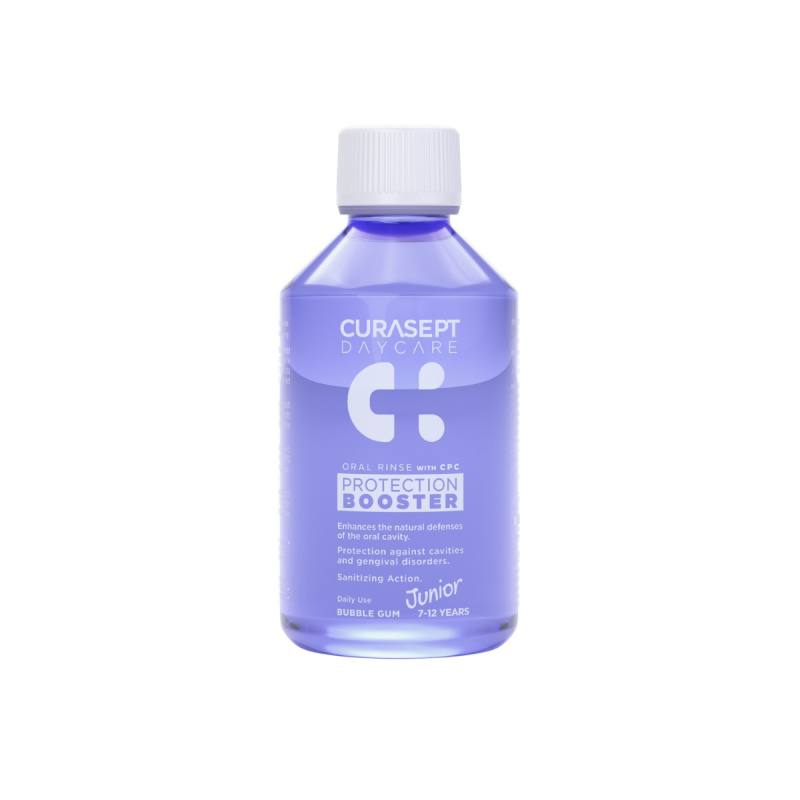 Curasept Daycare Protection Junior Booster ústní voda pro děti 7-12 years Bubble Gum 250 ml