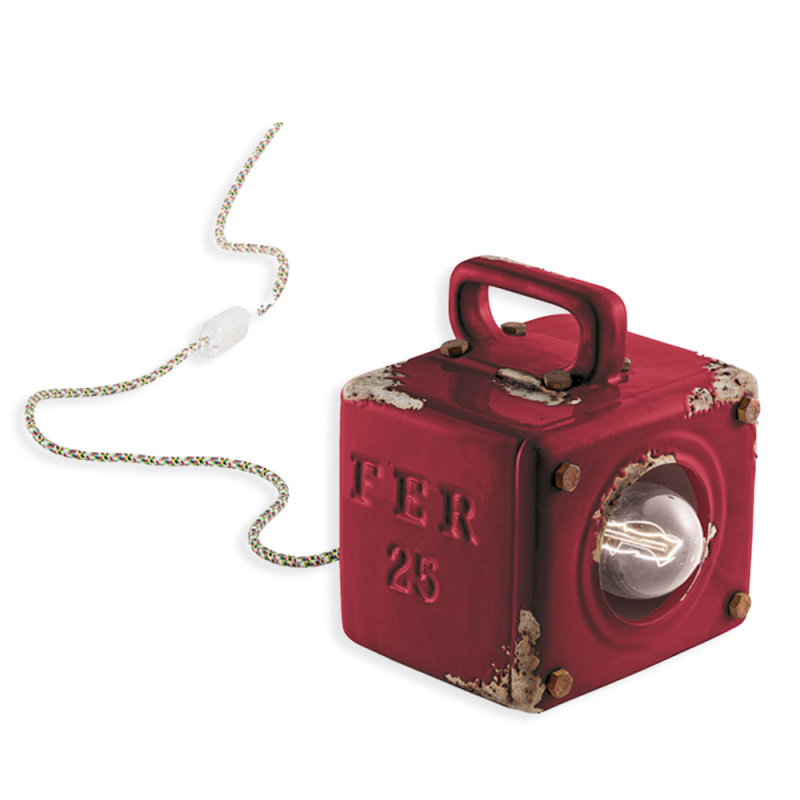 Ferroluce Retro stolní lampa INDUSTRIAL, š. 18 cm, 1xE27 Barva: Rudá červená