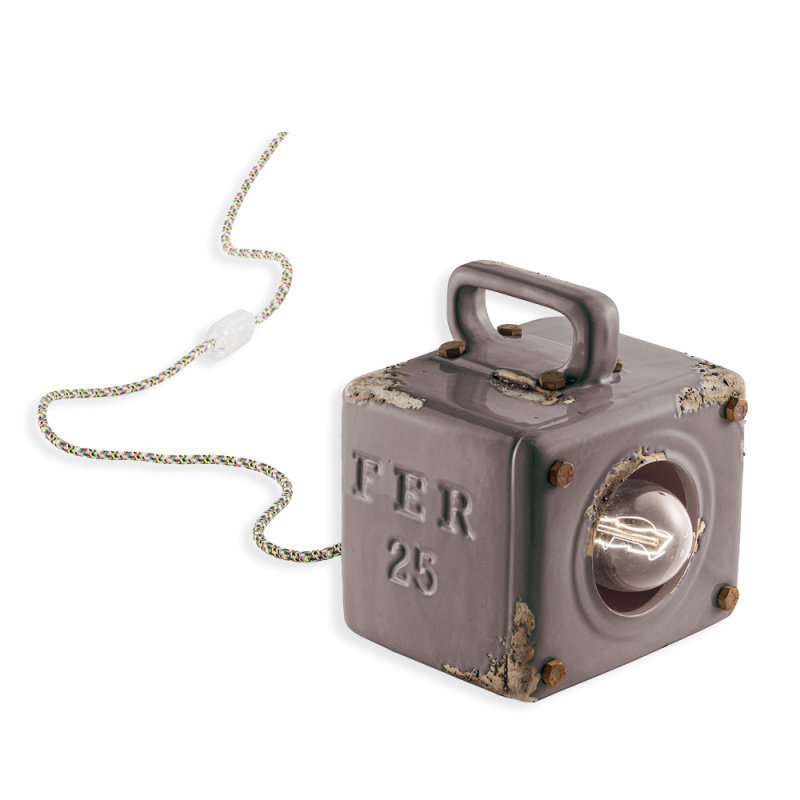 Ferroluce Retro stolní lampa INDUSTRIAL, š. 18 cm, 1xE27 Barva: Šedá