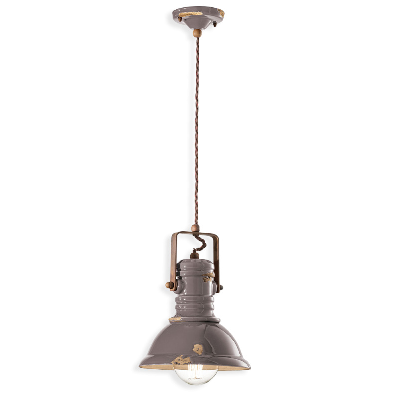 Ferroluce Závěsné retro svítidlo INDUSTRIAL, Ø 23 cm, 1xE27 Barva: Šedá