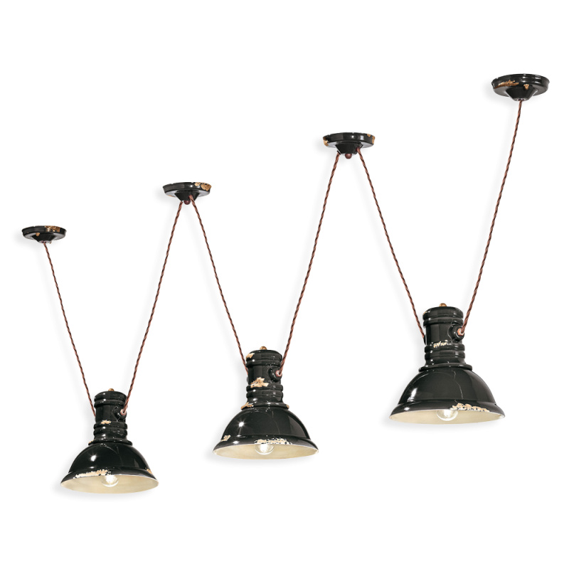 Ferroluce Závěsné retro svítidlo INDUSTRIAL, v. 22 cm, 3xE27 Barva: Černá