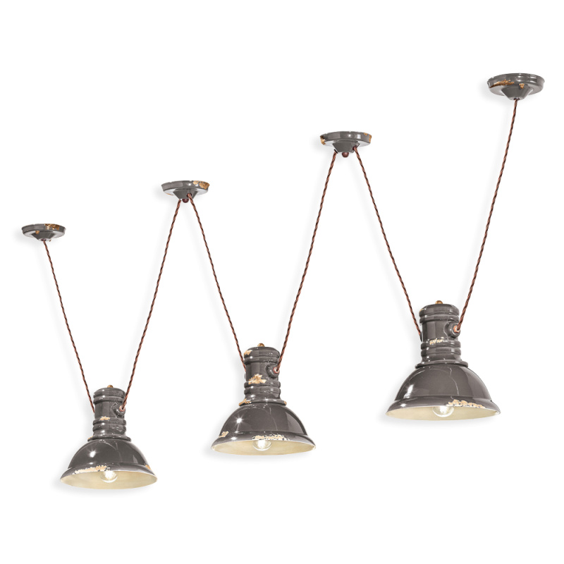 Ferroluce Závěsné retro svítidlo INDUSTRIAL, v. 22 cm, 3xE27 Barva: Šedá