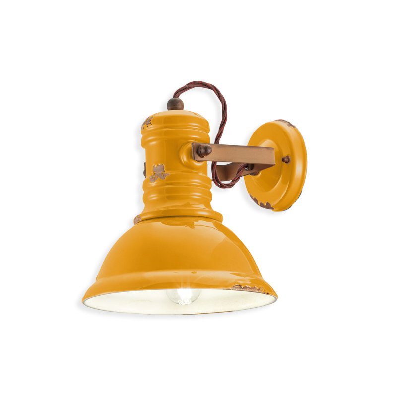 Ferroluce Nástěnné retro svítidlo INDUSTRIAL, v. 24 cm, 1xE27 Barva: Žlutá