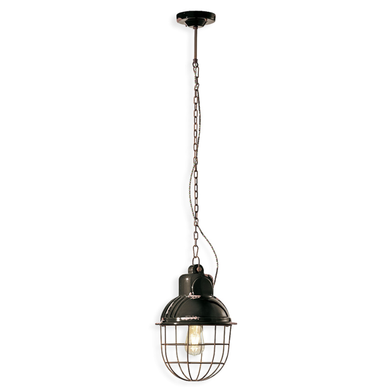 Ferroluce Závěsné vintage svítidlo INDUSTRIAL, v. 40 cm, 1xE27 Barva: Černá
