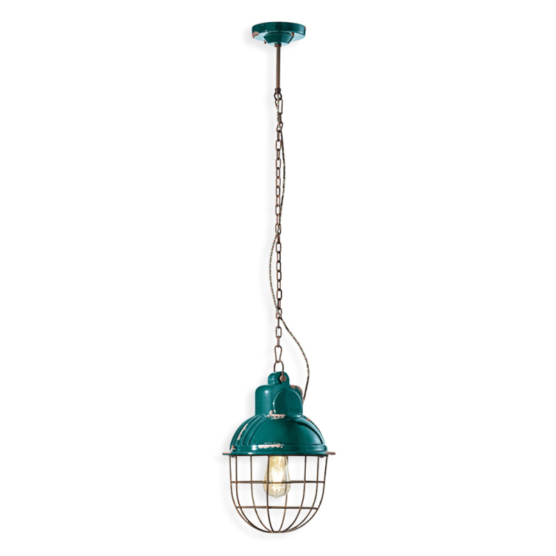 Ferroluce Závěsné vintage svítidlo INDUSTRIAL, v. 40 cm, 1xE27 Barva: Olivová zelená