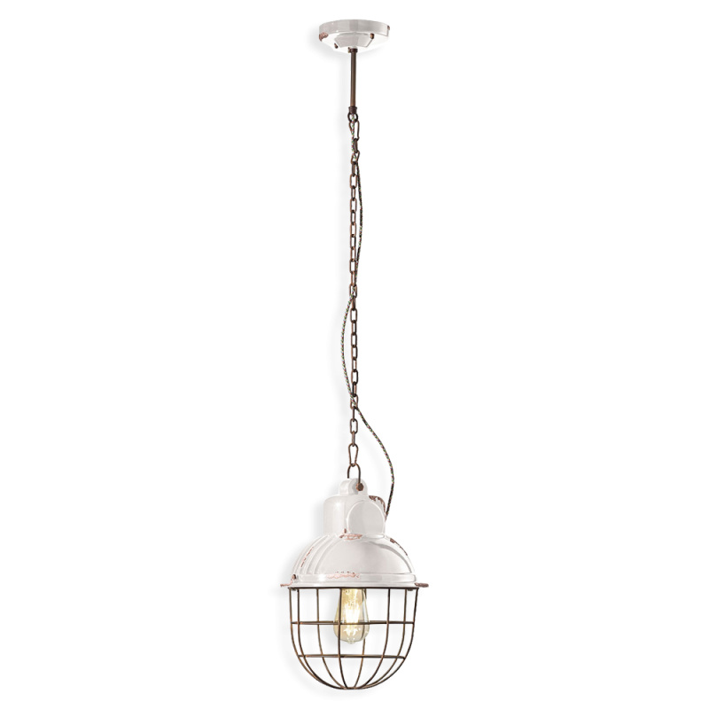 Ferroluce Závěsné vintage svítidlo INDUSTRIAL, v. 40 cm, 1xE27 Barva: Bílá