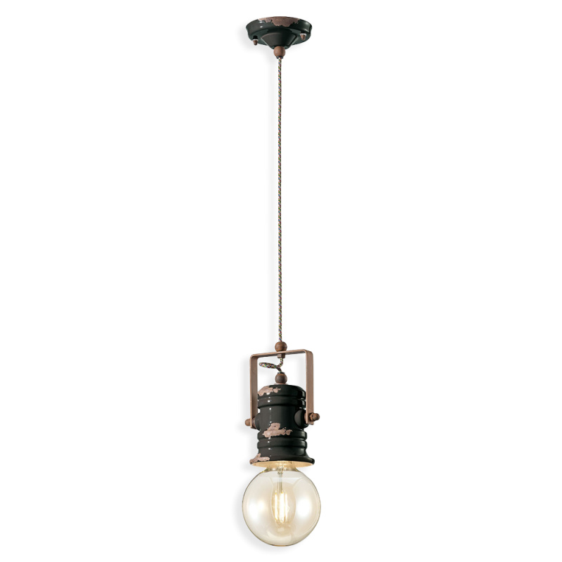 Ferroluce Závěsné vintage svítidlo URBAN, v. 19 cm, 1xE27 Barva: Černá