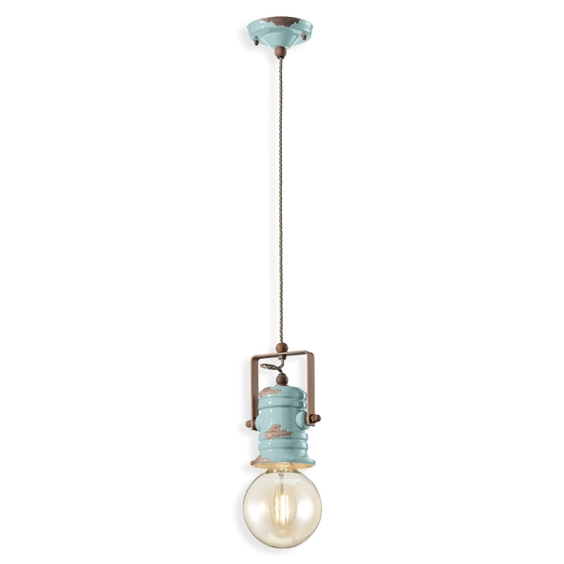 Ferroluce Závěsné vintage svítidlo URBAN, v. 19 cm, 1xE27 Barva: Světle modrá
