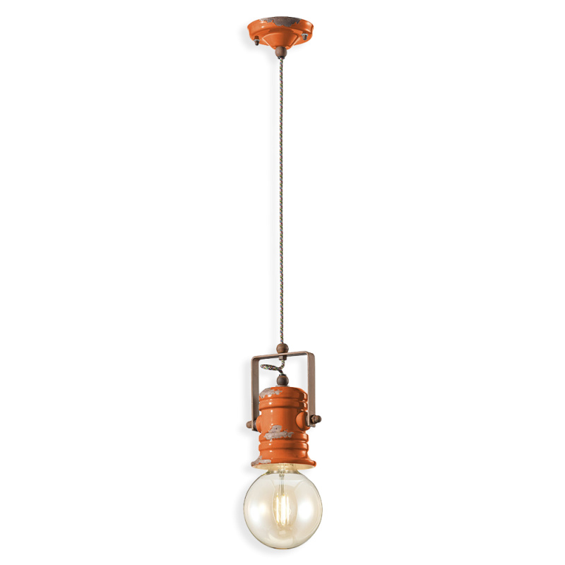 Ferroluce Závěsné vintage svítidlo URBAN, v. 19 cm, 1xE27 Barva: Oranžová