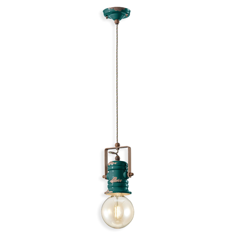 Ferroluce Závěsné vintage svítidlo URBAN, v. 19 cm, 1xE27 Barva: Olivová zelená