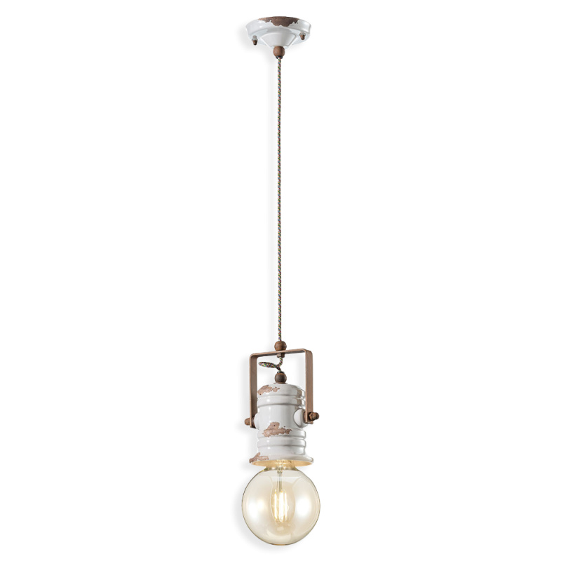 Ferroluce Závěsné vintage svítidlo URBAN, v. 19 cm, 1xE27 Barva: Bílá