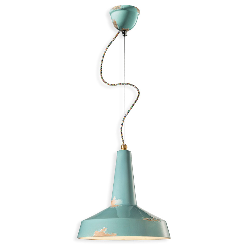 Ferroluce Závěsné retro svítidlo VINTAGE, Ø 35 cm, 1xE27 Barva: Světle modrá