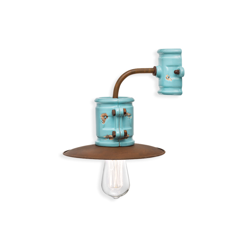 Ferroluce Nástěnné retro svítidlo URBAN, š. 28 cm, 1xE27 Barva: Světle modrá