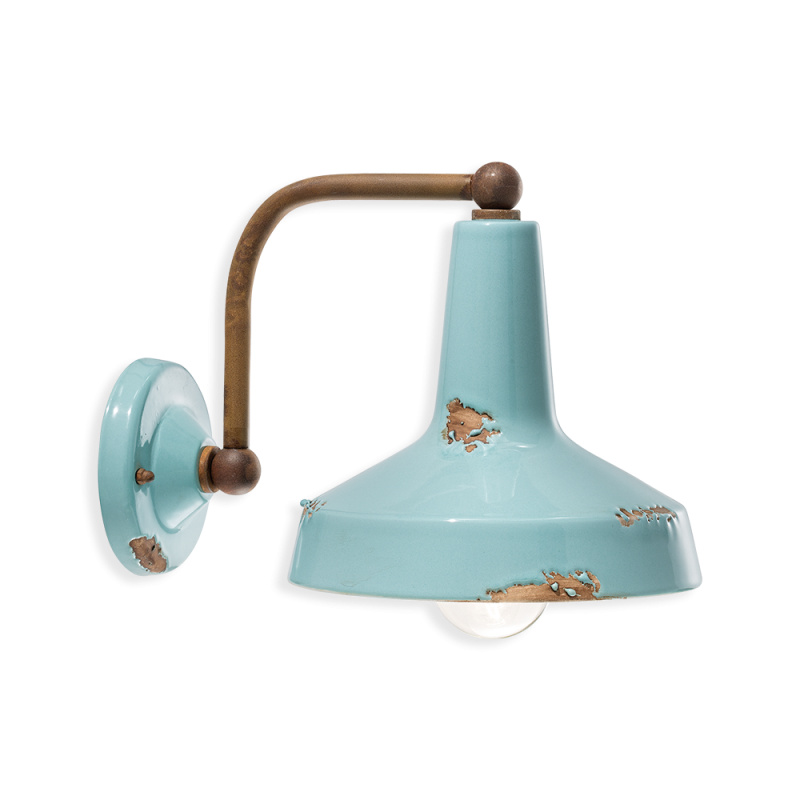 Ferroluce Nástěnné retro svítidlo VINTAGE, š. 28 cm, 1xE27 Barva: Světle modrá