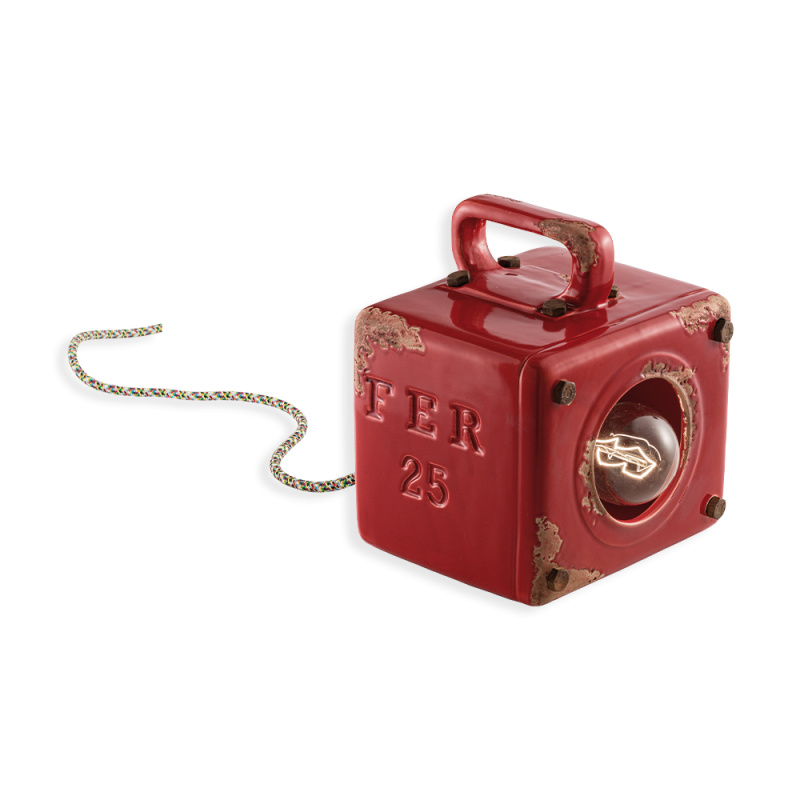 Ferroluce Retro stolní lampa INDUSTRIAL, š. 18 cm, 1xE27 Barva: Červená