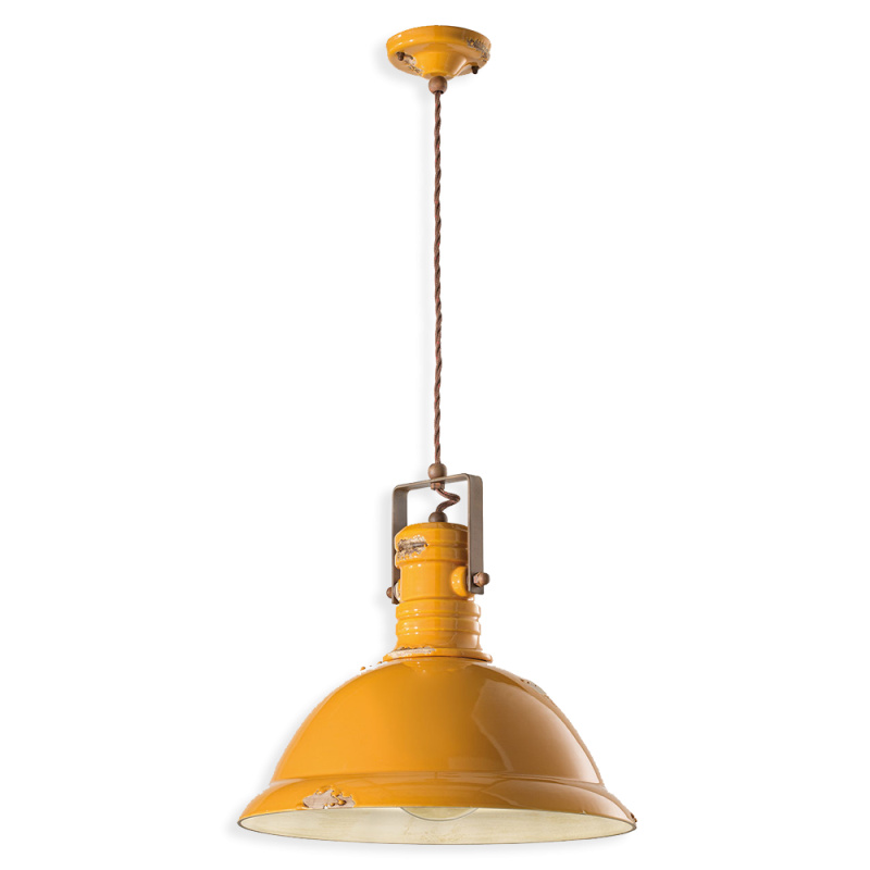 Ferroluce Závěsné retro svítidlo INDUSTRIAL, Ø 40 cm, 1xE27 Barva: Žlutá