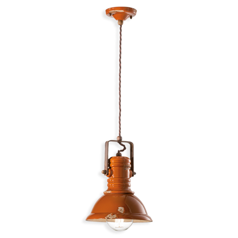 Ferroluce Závěsné retro svítidlo INDUSTRIAL, Ø 23 cm, 1xE27 Barva: Oranžová