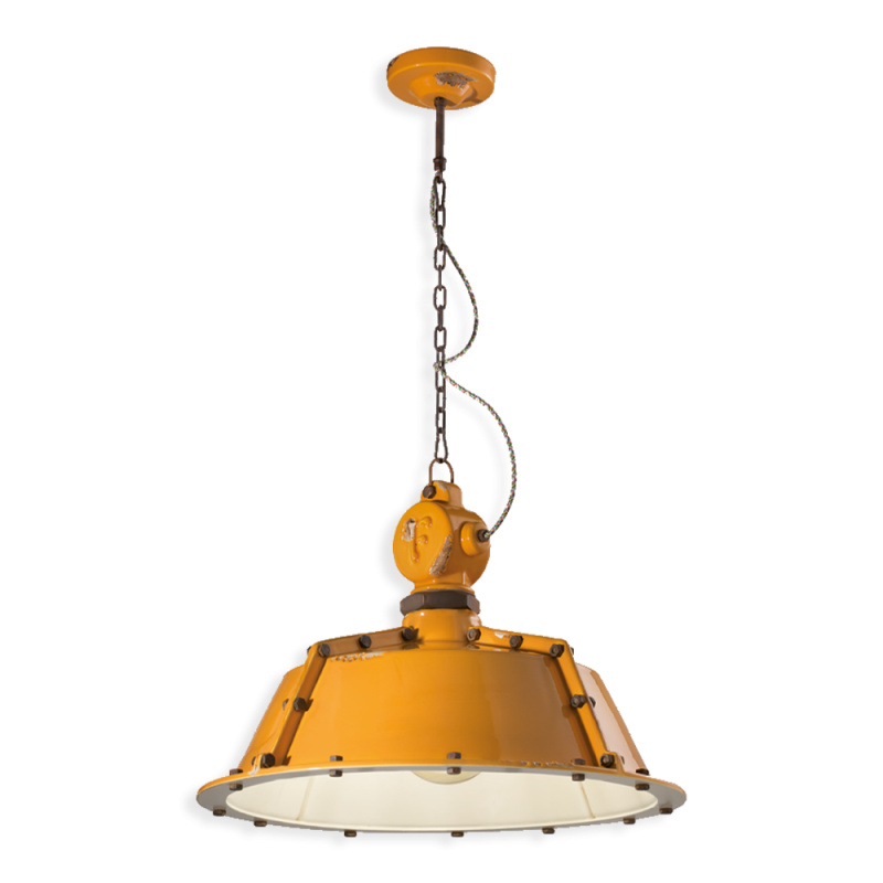 Ferroluce Závěsné retro svítidlo INDUSTRIAL, Ø 52 cm, 1xE27 Barva: Žlutá