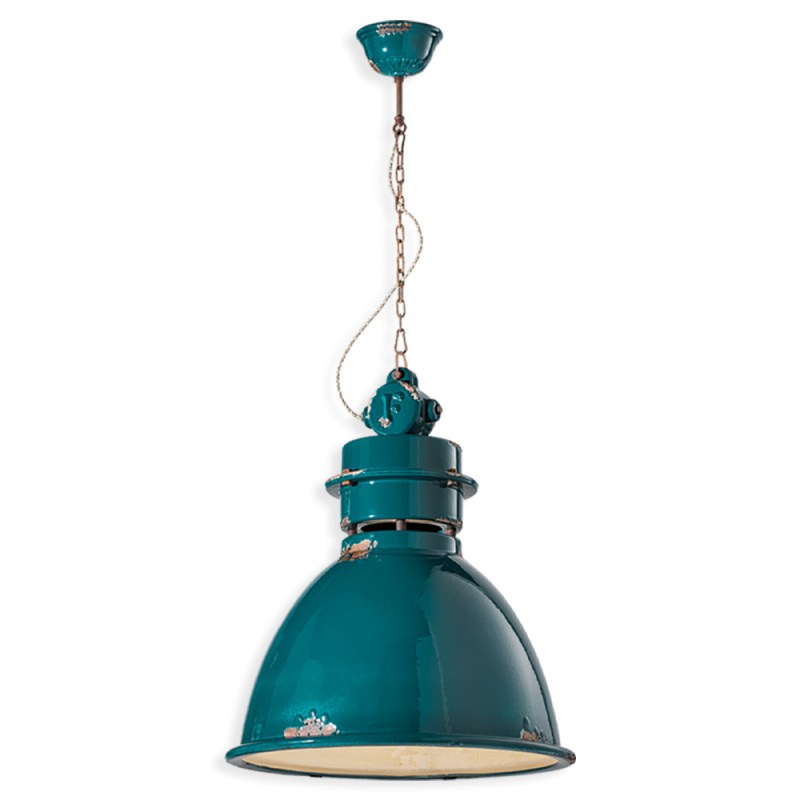 Ferroluce Závěsné vintage svítidlo INDUSTRIAL, Ø 50 cm, 1xE27 Barva: Olivová zelená
